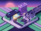 Illustration d'un casino au bord d'une autoroute