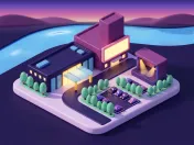 Illustration d'un casino avec une aile de théâtre